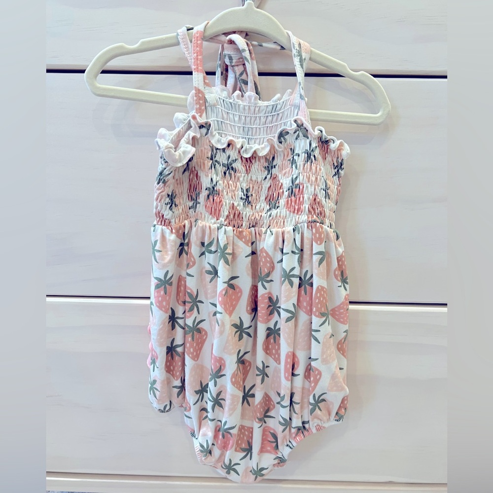 Caden Lane strawberry ruffle romper